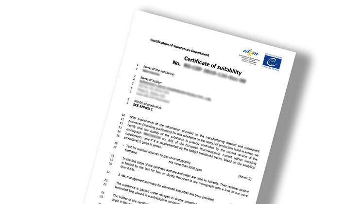 Screenshot of Certificate of Suitability