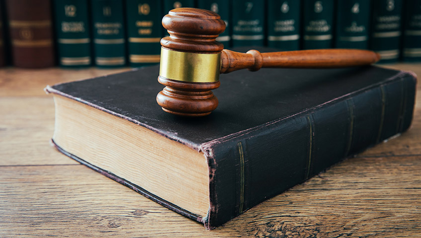 Gavel and legal books